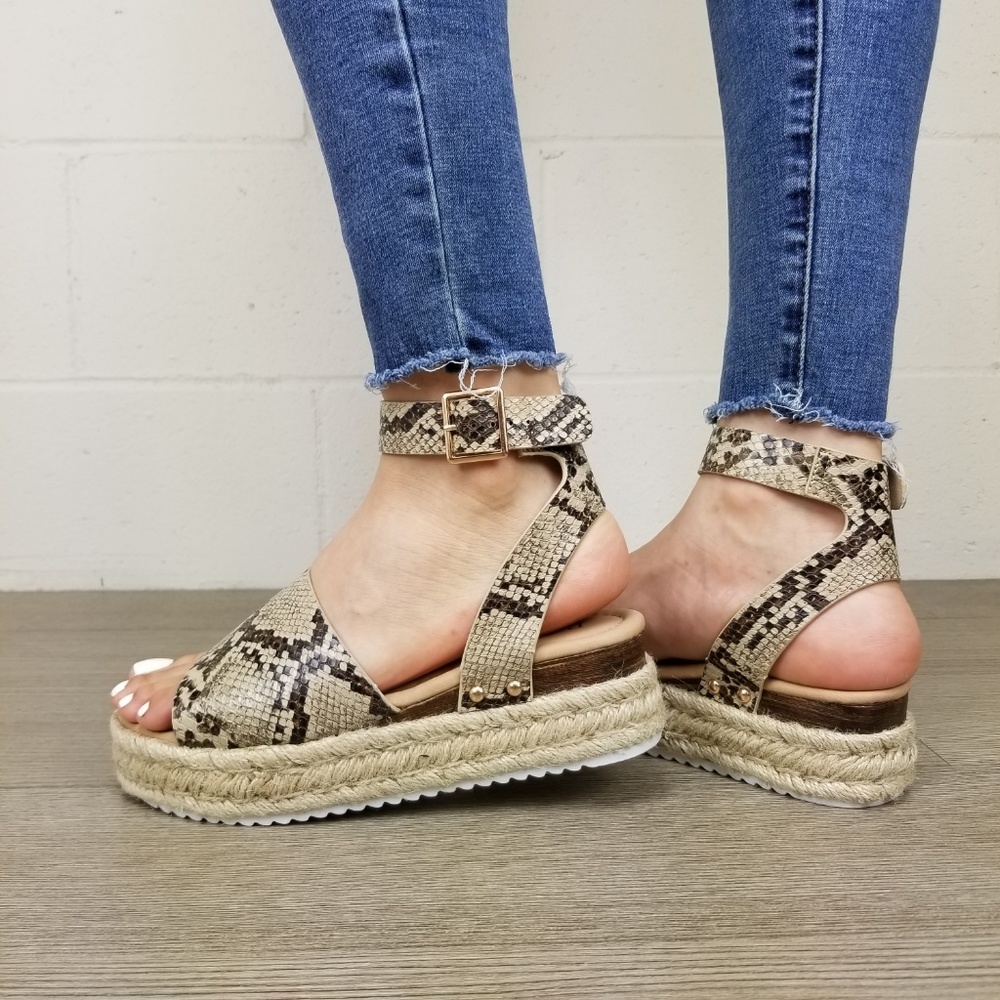 Python Snake Espadrille Platform Comfort Sandal - Picture 2 of 8